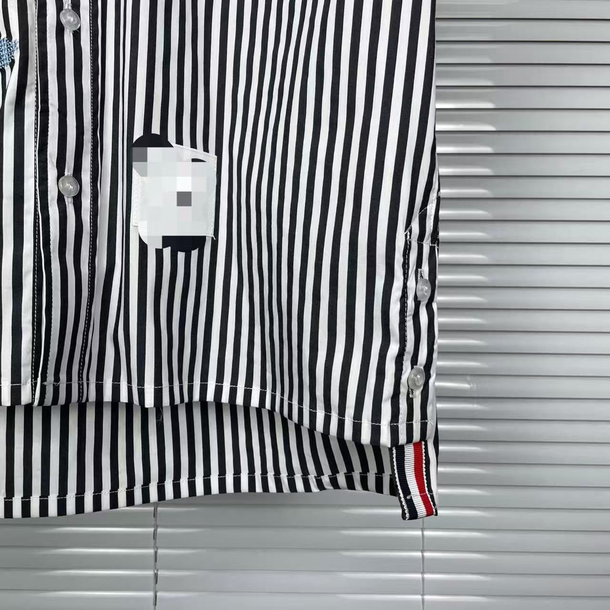 Striped Sailboat Embroidered Shirt — Unisex Short-Sleeve | Thom Browne