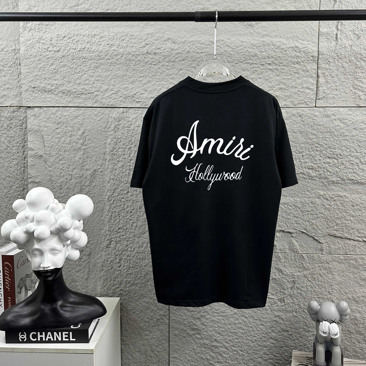 AMIRI Hollywood Cursive Back‑Print Crew‑Neck Short‑Sleeve T‑Shirt