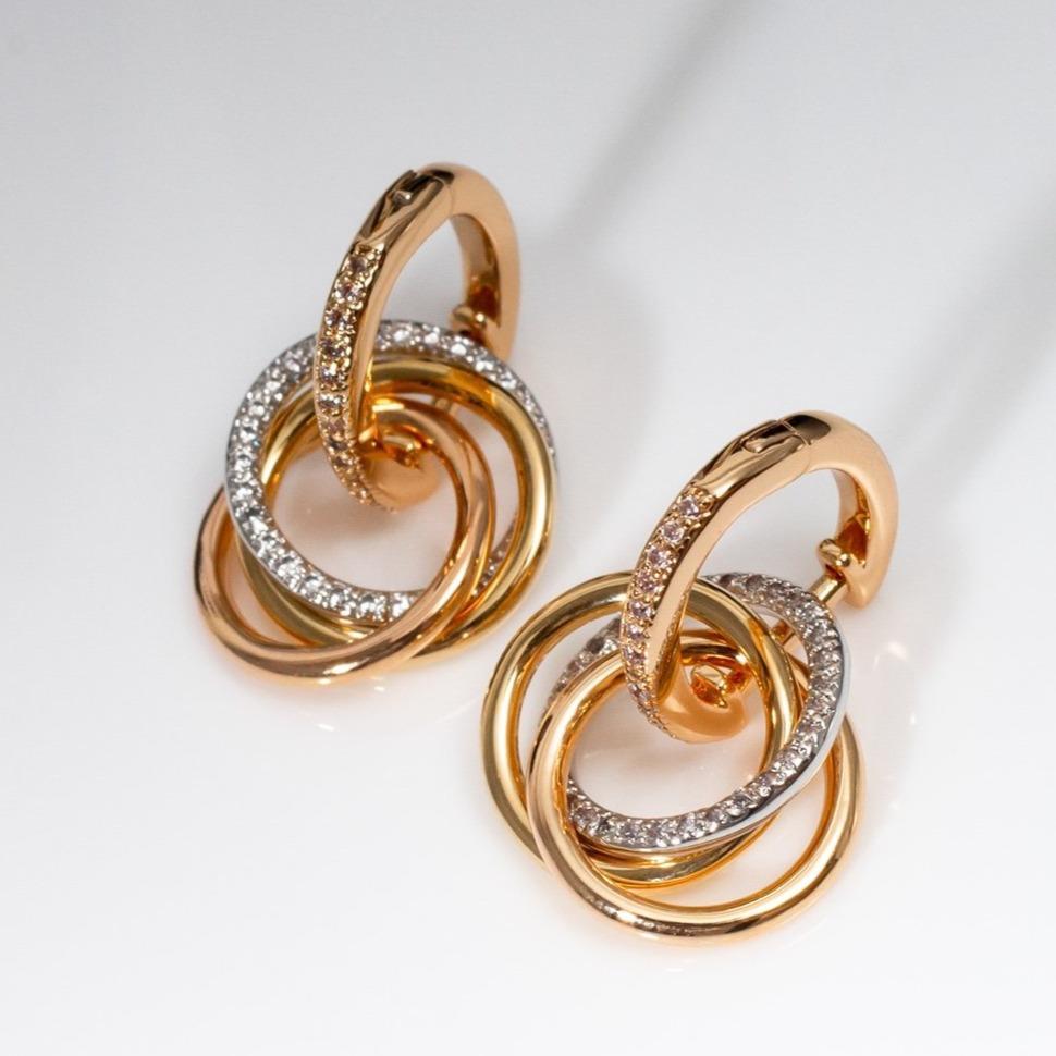 CARTIER TRINITY EARRINGS GOLD SILVER PINK GOLD DIAMONDS