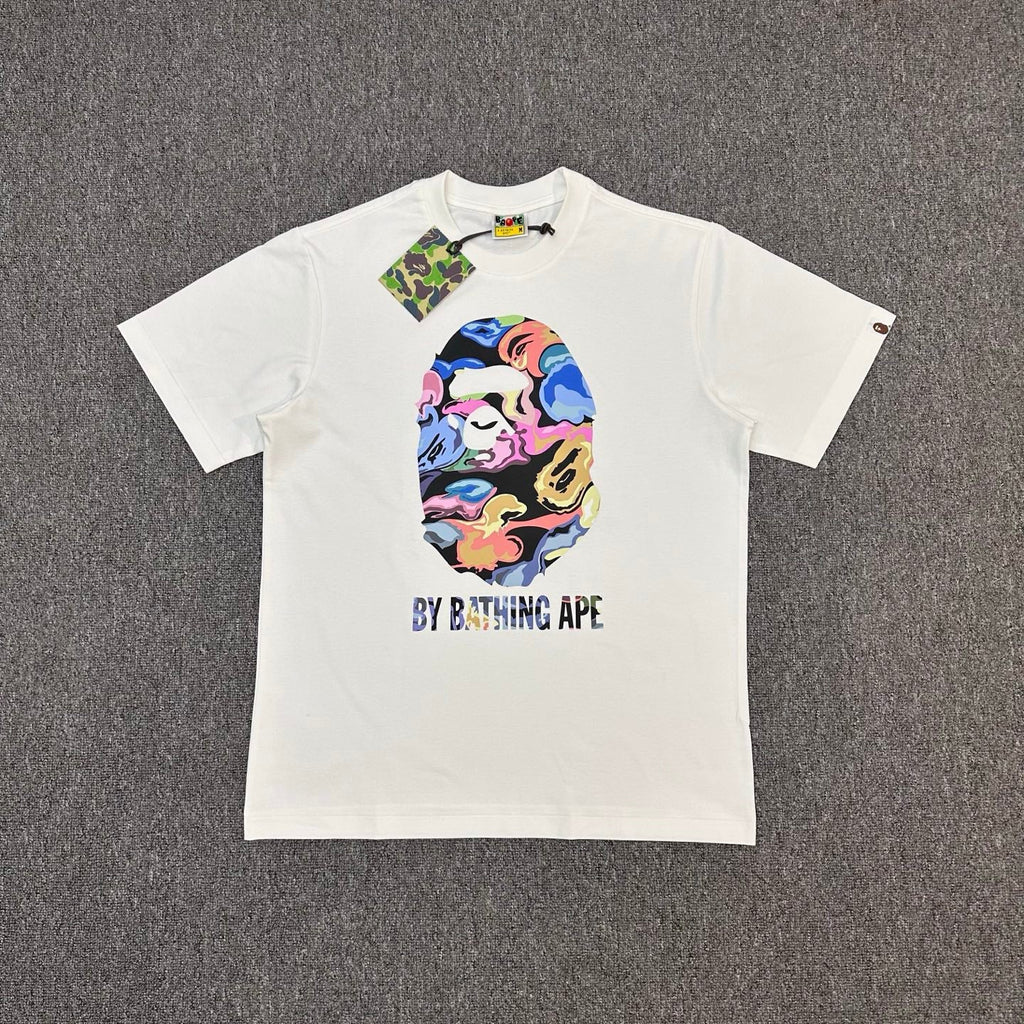 BAPE Liquid Marble Multicolor Ape Head BY BATHING APE Oversized Unisex T-Shirt