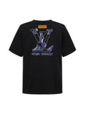 Denim Wash Appliqué Embroidered Short Sleeve Tee