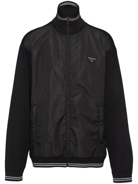 Prada triangle-logo panelled bomber jacket