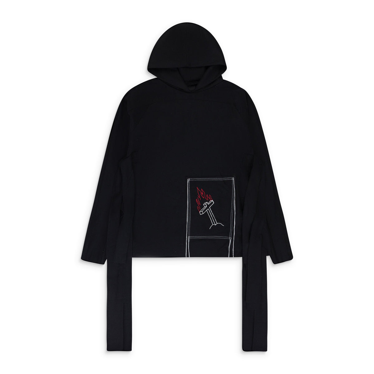 BLACK SIDE TIE HOODIE