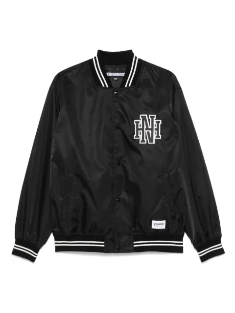 Neighborhood logo-patch baseball jacket