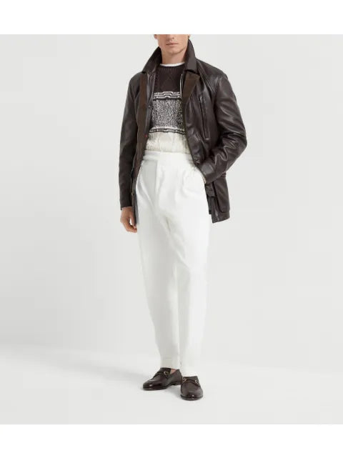 Brunello Cucinelli leather parka jacket