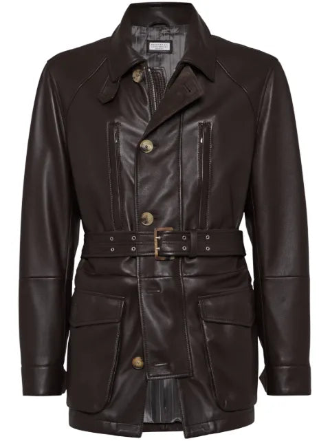 Brunello Cucinelli leather parka jacket