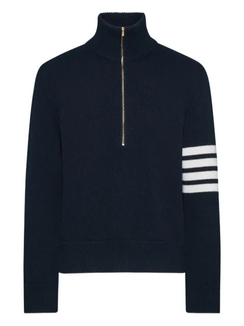 Thom Browne merino wool 4-bar funnel neck pullover