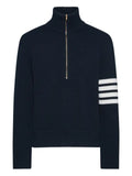 Thom Browne merino wool 4-bar funnel neck pullover