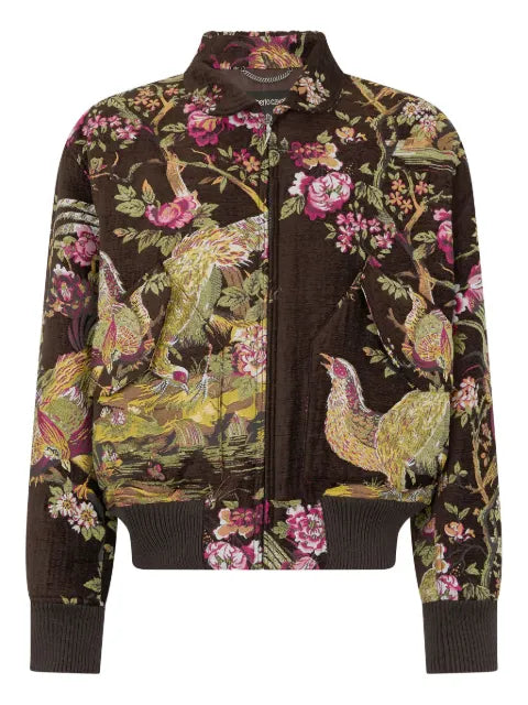 Roberto Cavalli bird-floral bomber jacket
