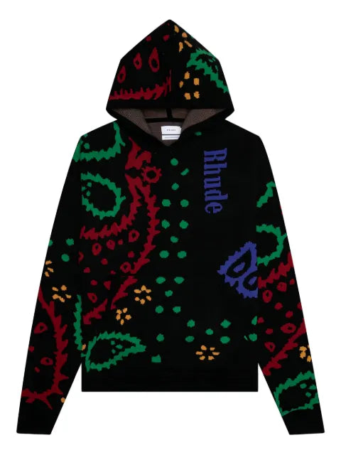 RHUDE paisley-pattern knitted hoodie