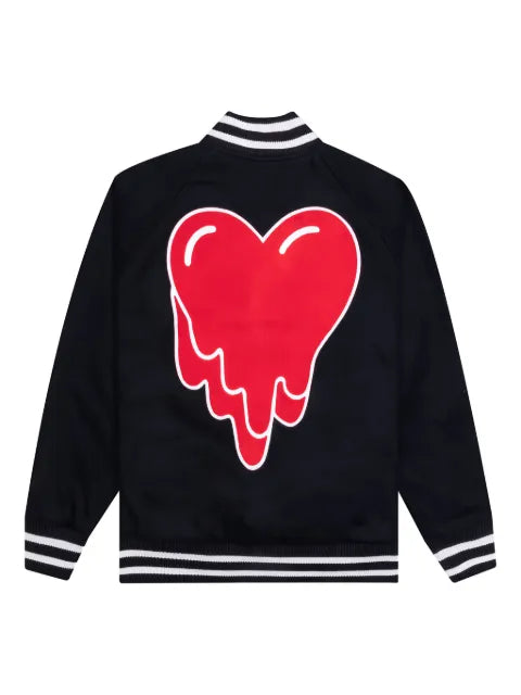 Emotionally Unavailable melting-heart varsity jacket