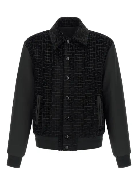 Balmain logo-pattern bomber jacket