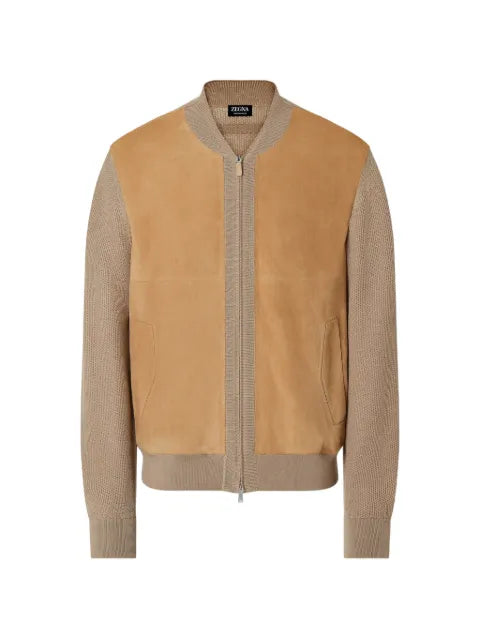 Zegna panelled-design bomber jacket