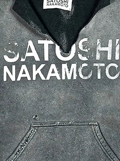 SATOSHI NAKAMOTO distressed V-cut hoodie