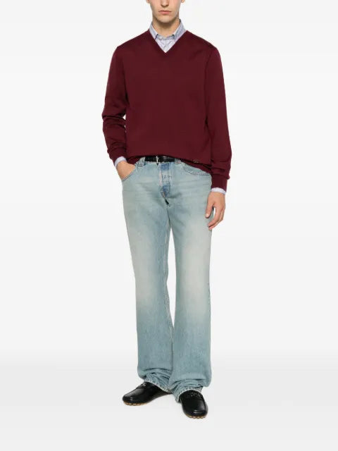 Valentino Garavani V-neck logo-plaque sweater