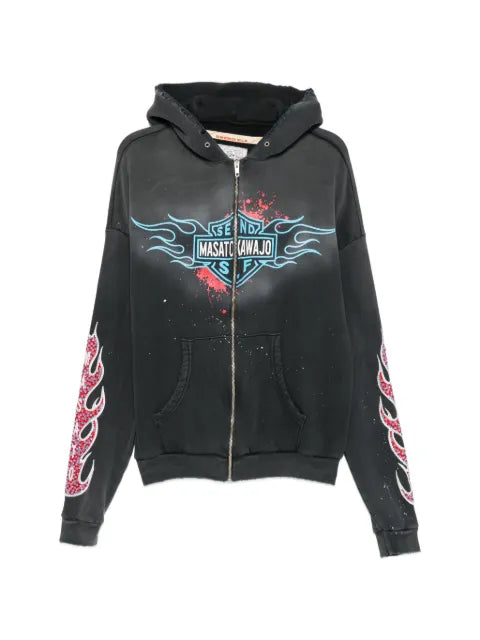 SECND SLF Masato Kawajo Firestorm zip-up cotton hoodie