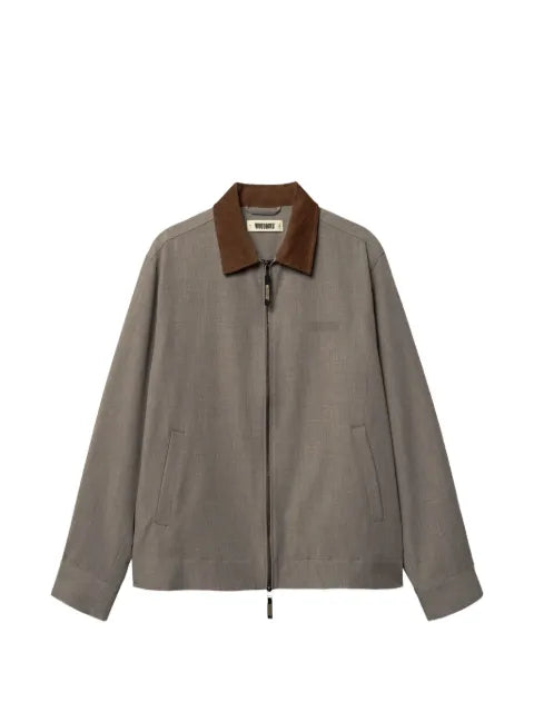 Woodbird Pon Guan corduroy-collar zip-up jacket