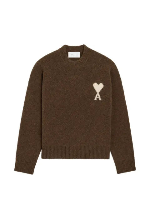 AMI Paris Crewneck alpaca sweater with Ami de Coeur