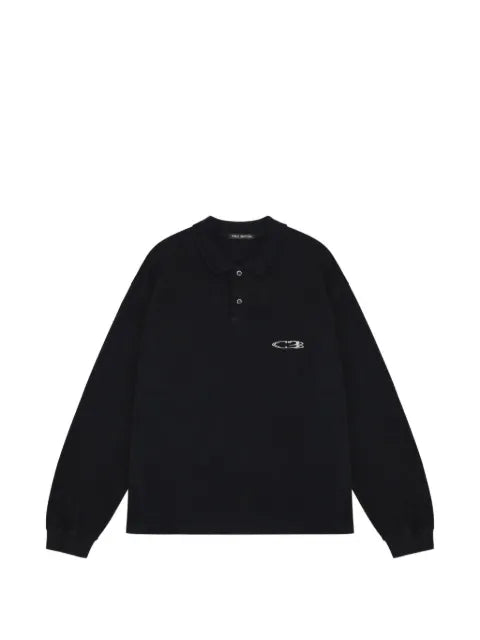 COLE BUXTON logo-embroidered polo-collar sweater