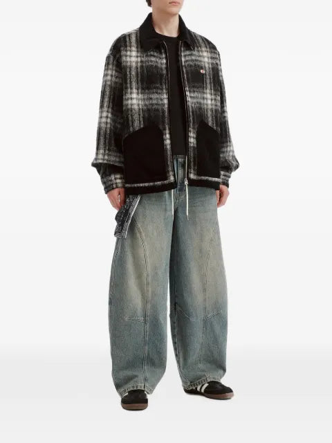 Musium Div. check-pattern corduroy-trim jacket