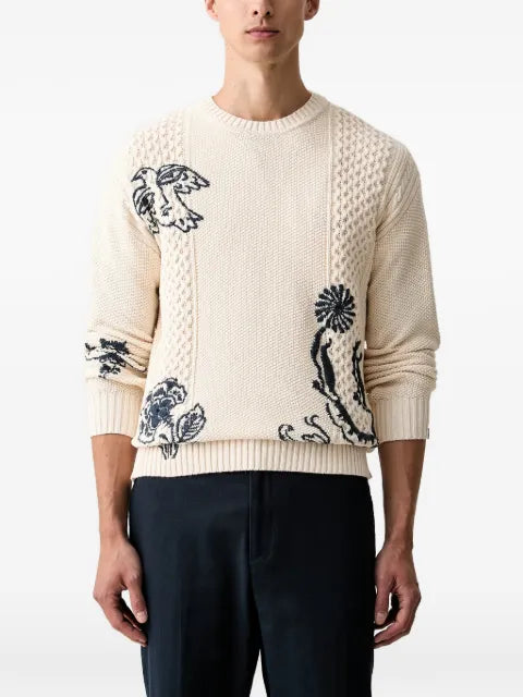 Scotch & Soda x Royal Delft embroidered cable-knit sweater