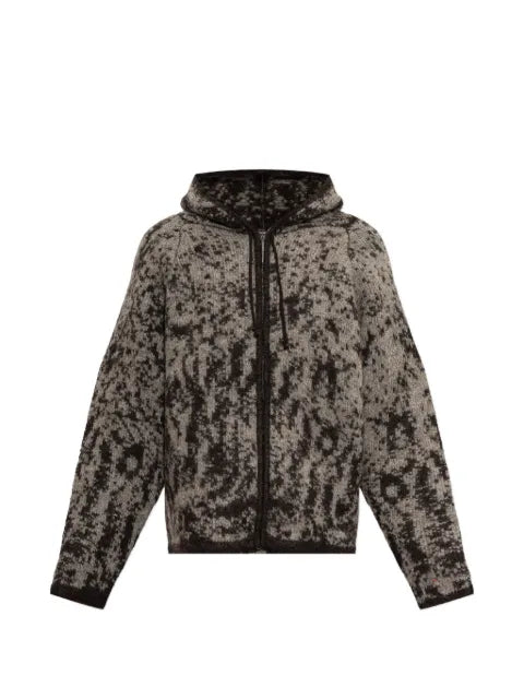 ROA abstract-pattern zip-up hoodie