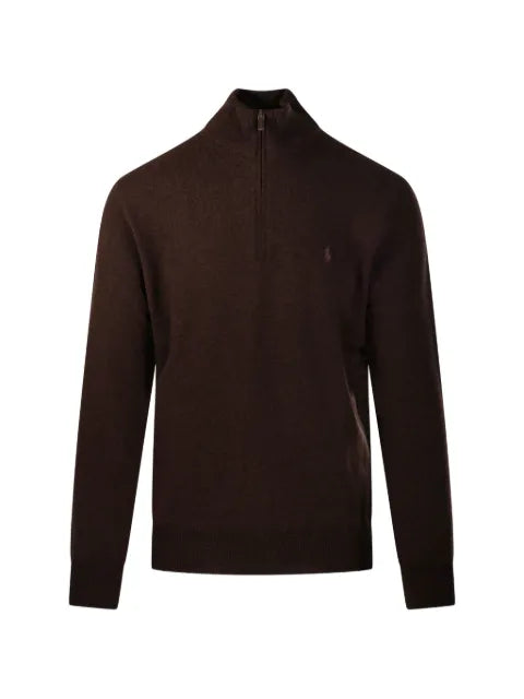 Ralph Lauren Collection quarter-zip logo-embroidered sweater