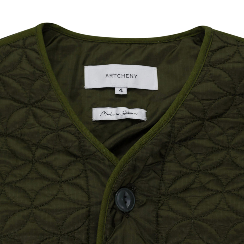 Green Shippo Quilted Lining Jacket Olive
