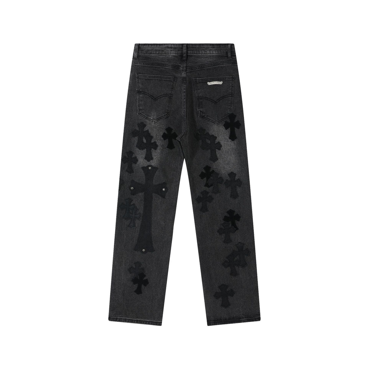 Chrome Hearts Black & Grey Silver Cross Patch Jeans