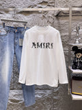 AMIRI Thorn‑Letter Logo Graphic Long‑Sleeve Tee
