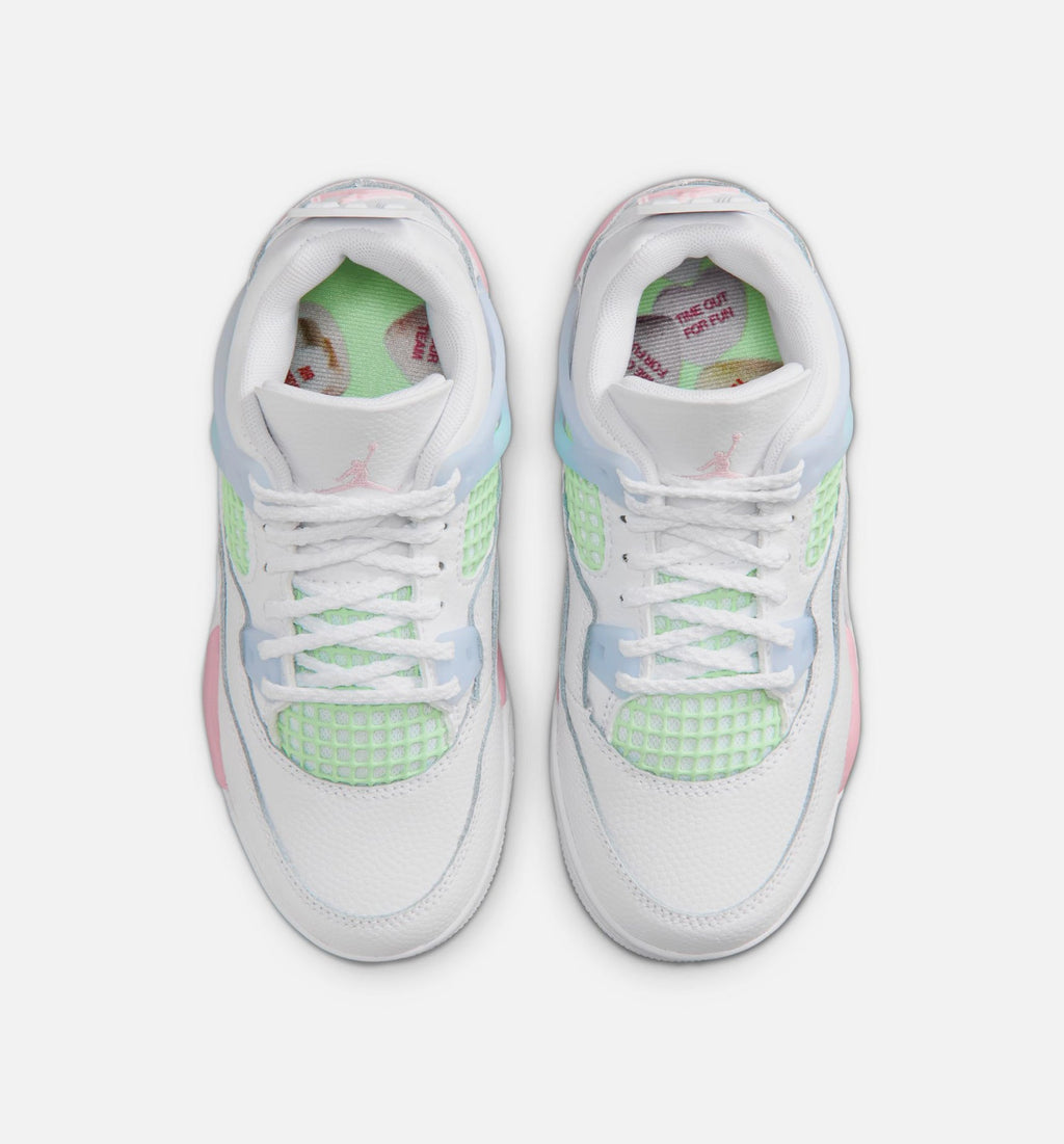 Air Jordan 4 Retro Medium Soft Pink Preschool Lifestyle Shoes - White/Soft Pink/Light Blue