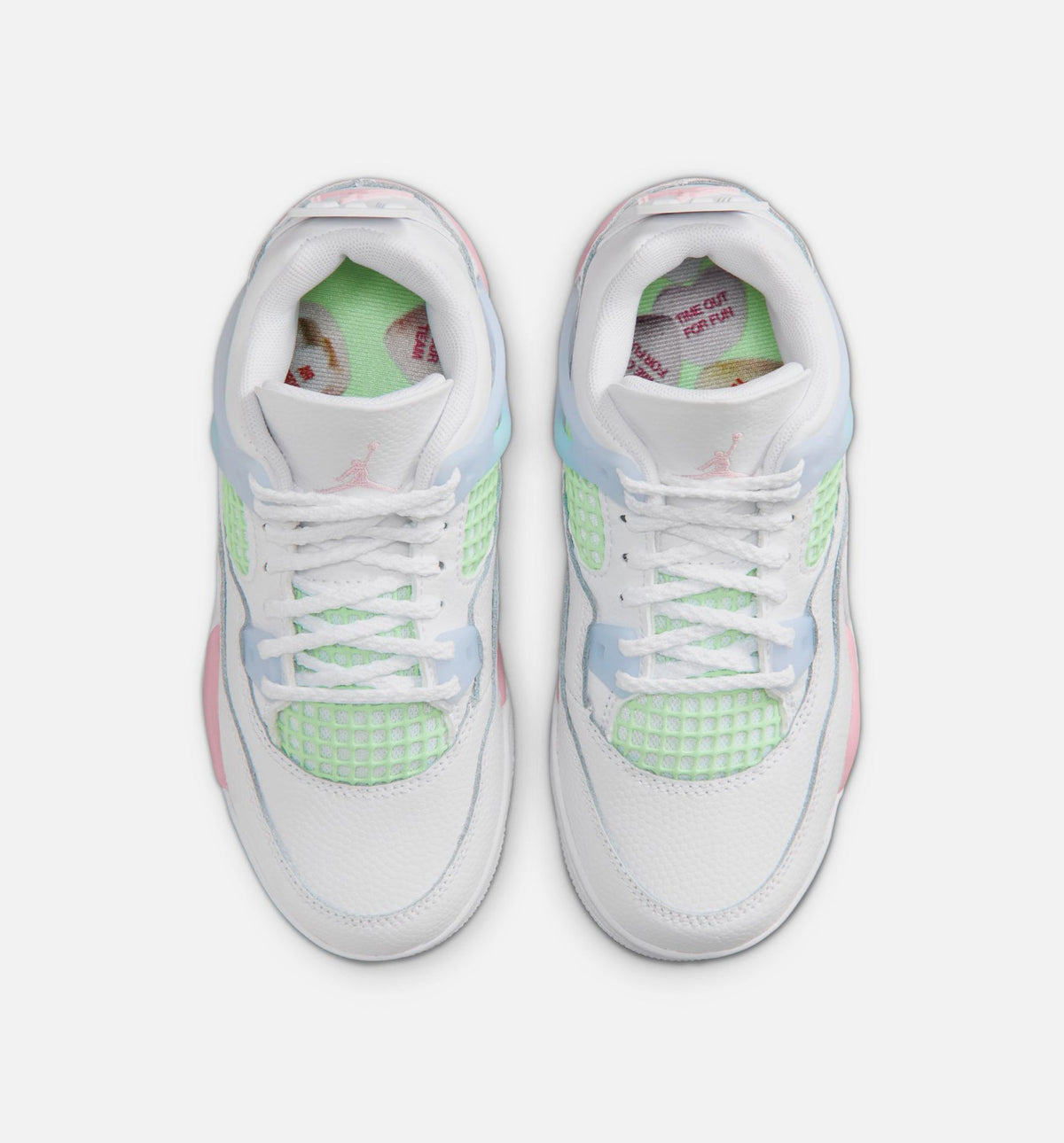 Air Jordan 4 Retro Medium Soft Pink Preschool Lifestyle Shoes - White / Medium Soft Pink / Half Blue