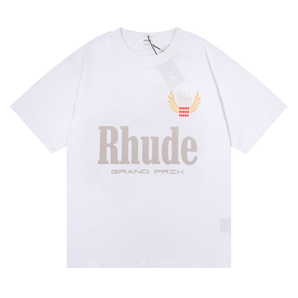 Rhude T Shirt Eagle Print Hip Hop Men's and Women's Same Loose Casual