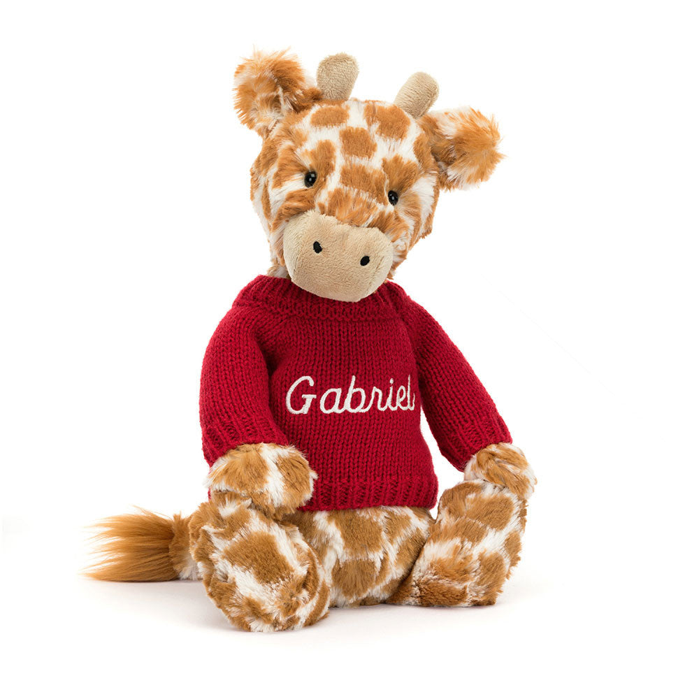 Bashful Giraffe with Personalized Red Jumper