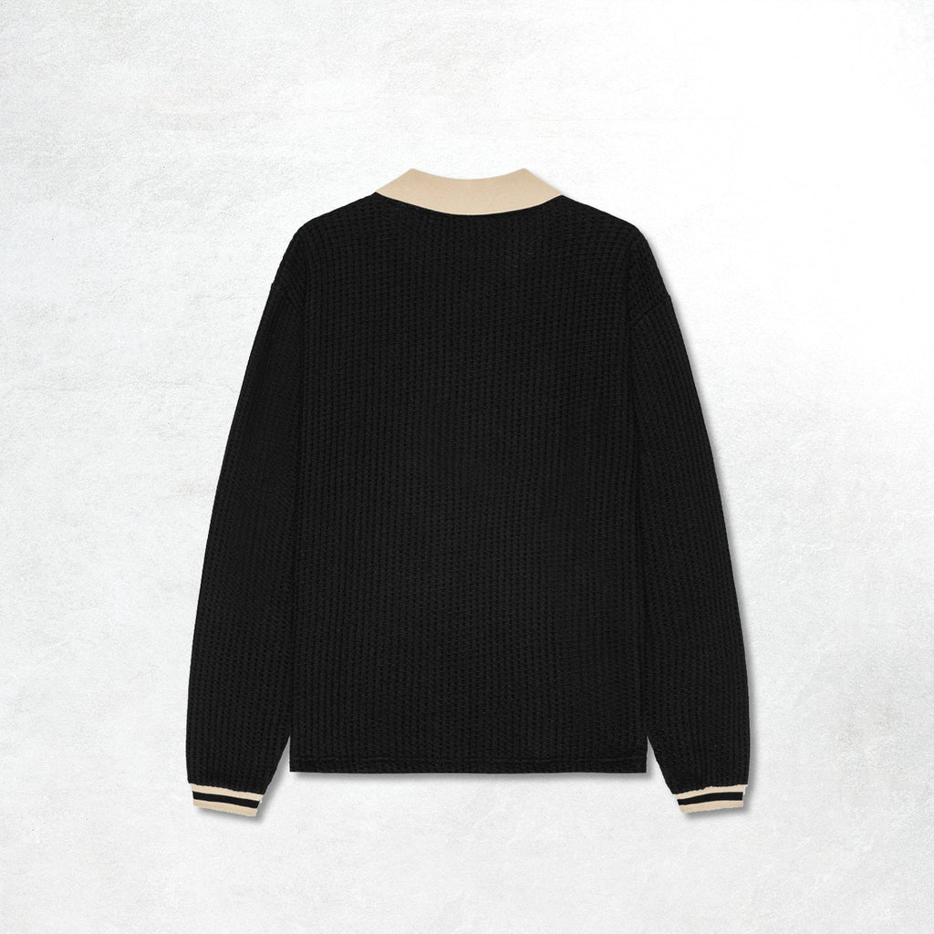 Les Deux Waffle Ls Football Jersey: Black