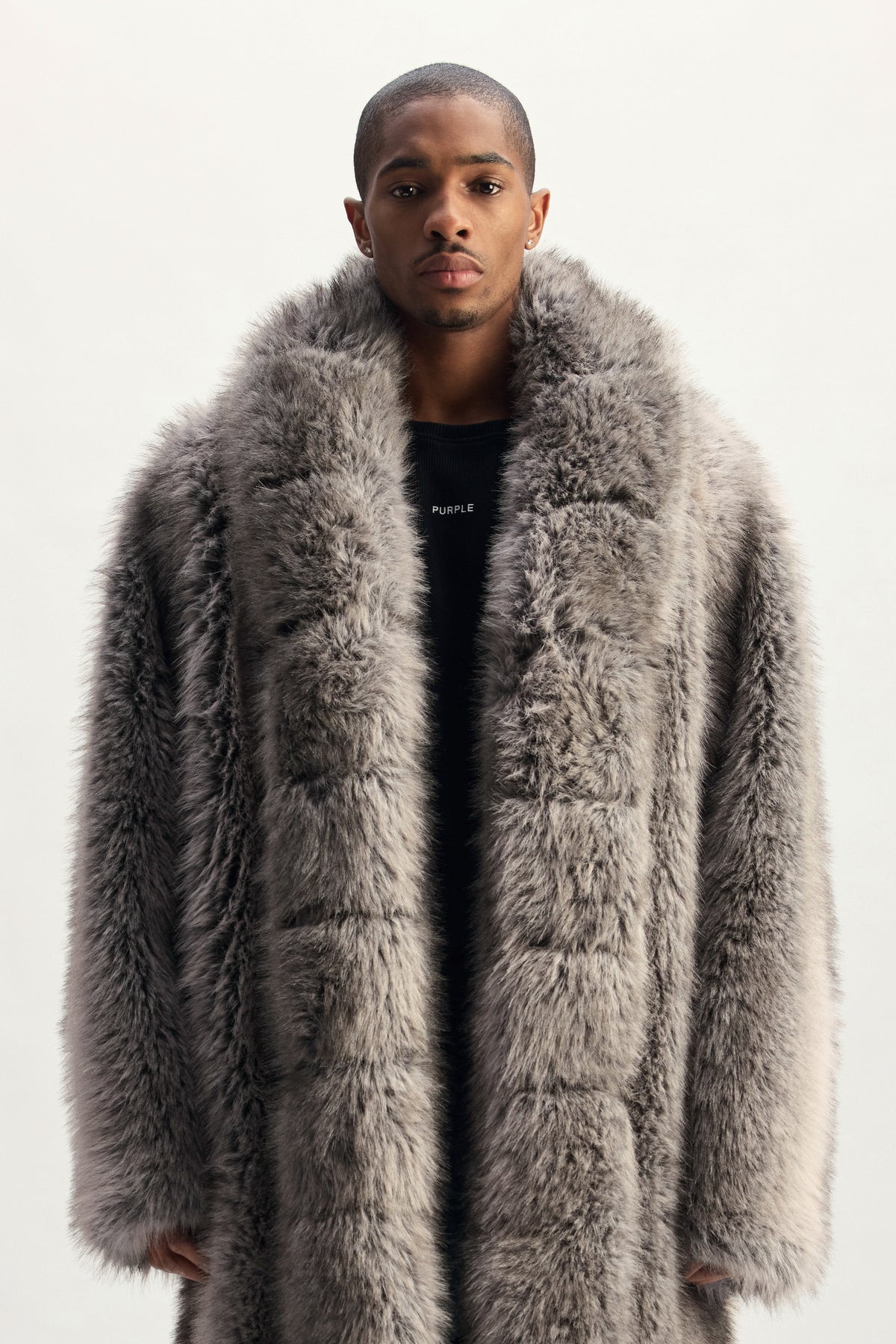 Faux Fur Shawl Collar Coat