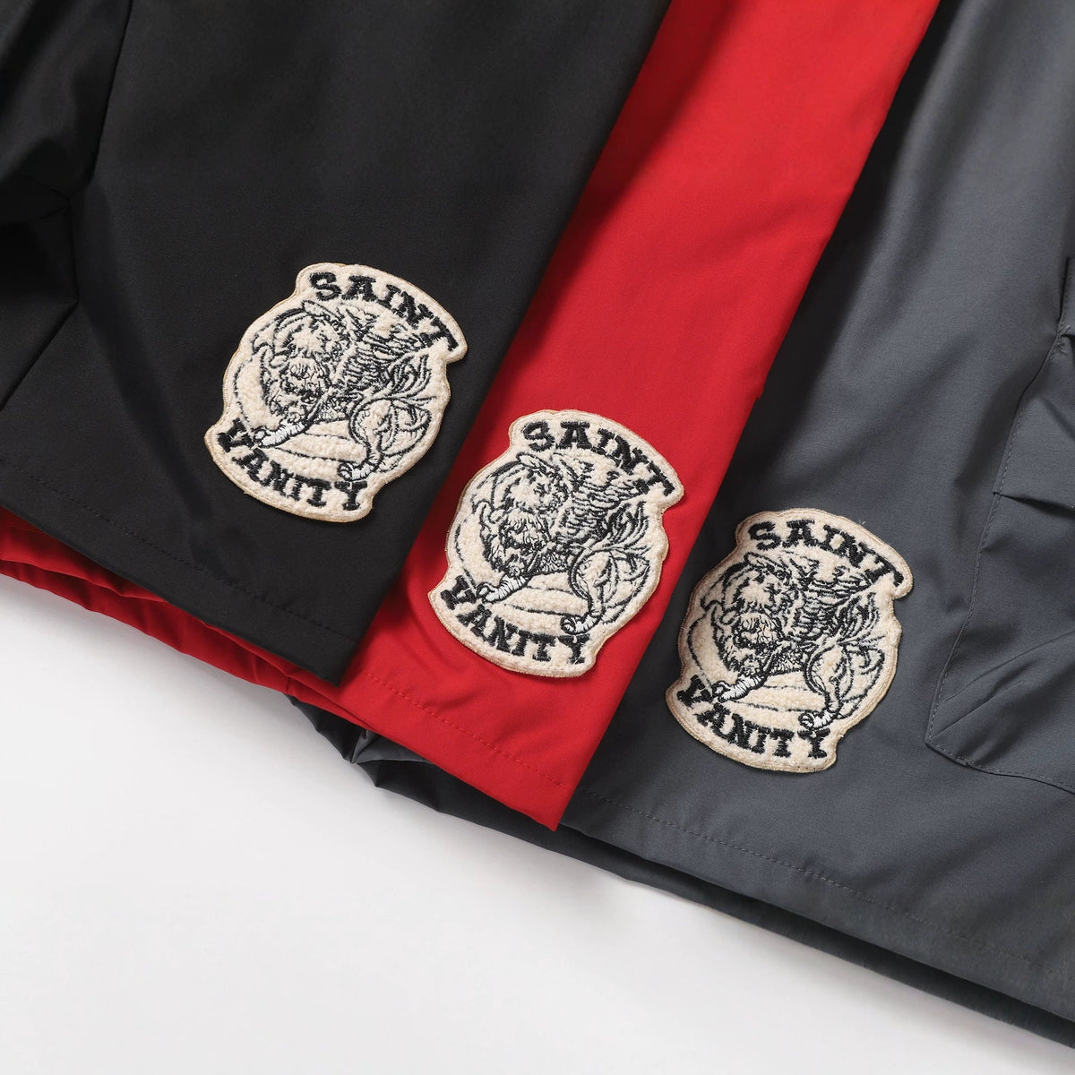 Saint Vanity Nylon Side Snap Patch Logo Drawstring Shorts Streetwear