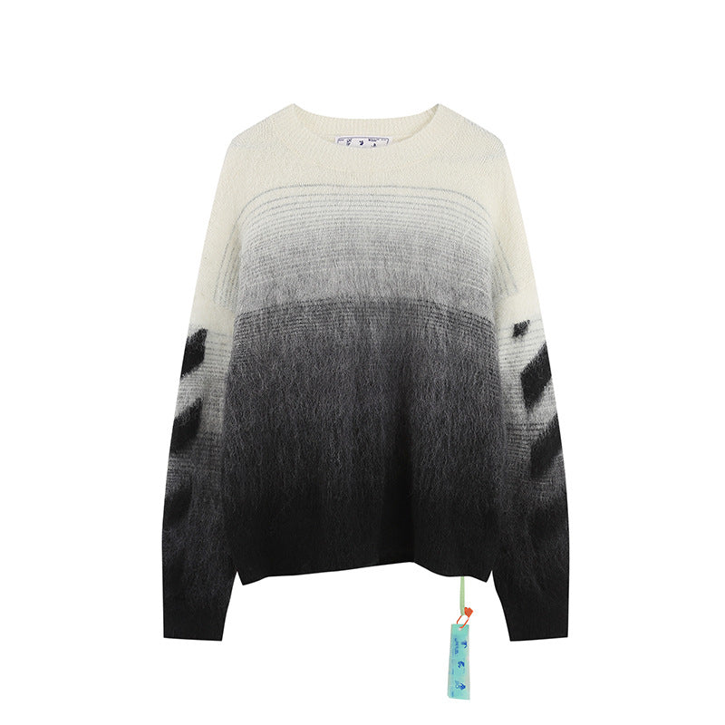 Off-White Black Arrow Gradient Crewneck Knit Sweater