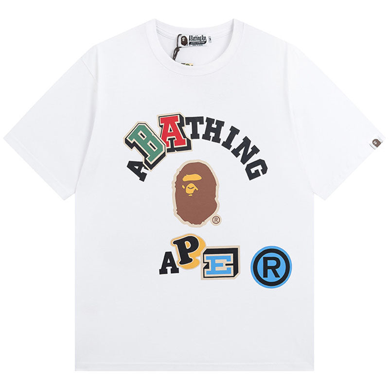 BAPE Multicolor College Ape Head Men's T-Shirt - Black