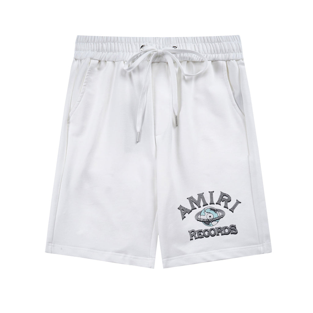 Amiri Paisley Leopard Letter Drawstring Sweat Shorts Streetwear