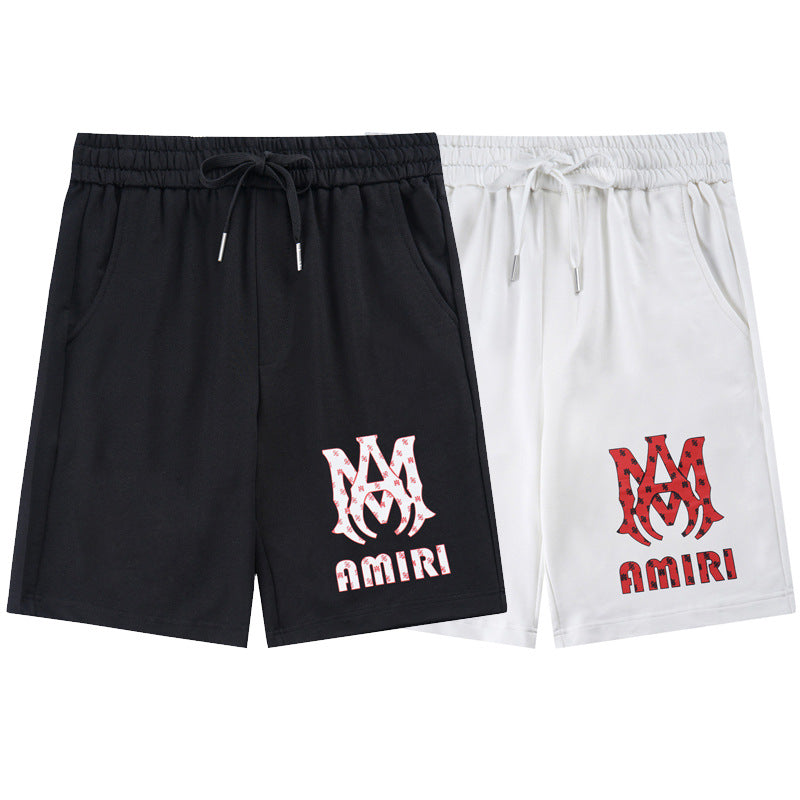 Amiri Paisley Leopard Letter Drawstring Sweat Shorts Streetwear