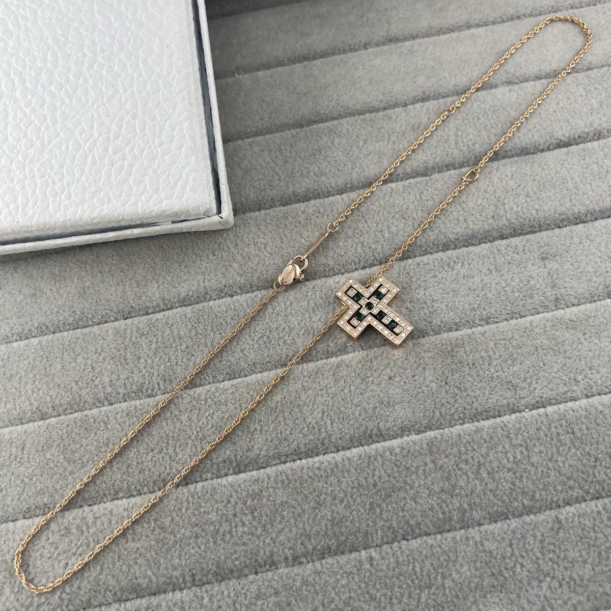 Damiani Style Cross Cubic Zirconia White-Gold-Plated Necklace