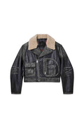 Foil Wordmark Leather Moto Jacket