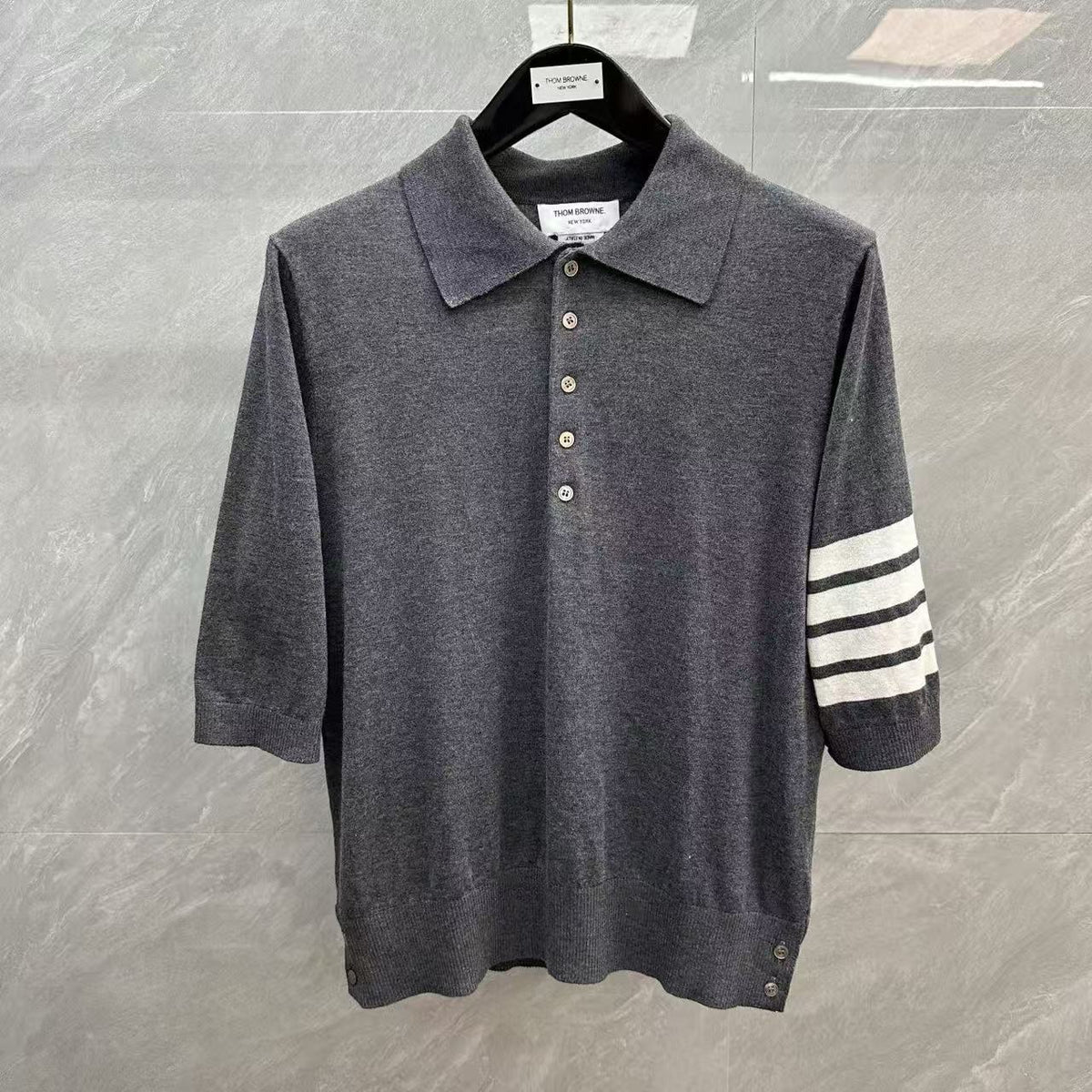 Four-Bar Polo Collar Short Sleeve Shirt | Thom Browne