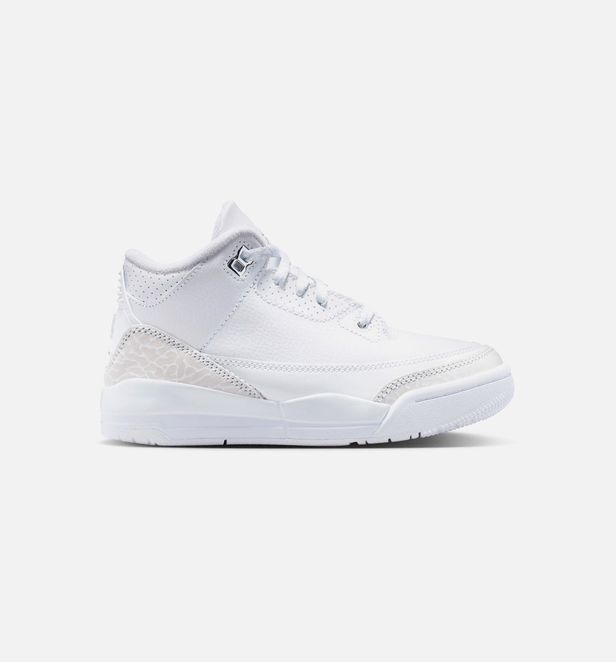 Air Jordan 3 Retro White And Silver Preschool Lifestyle Shoes - White/Metallic Silver