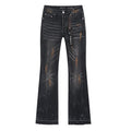 Purple Brand Distressed Paint-Splatter Flared Jeans
