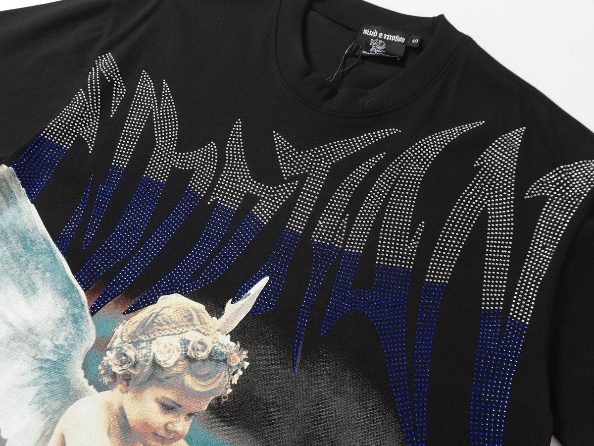 MIXED EMOTION Rhinestone Graphic T-Shirt