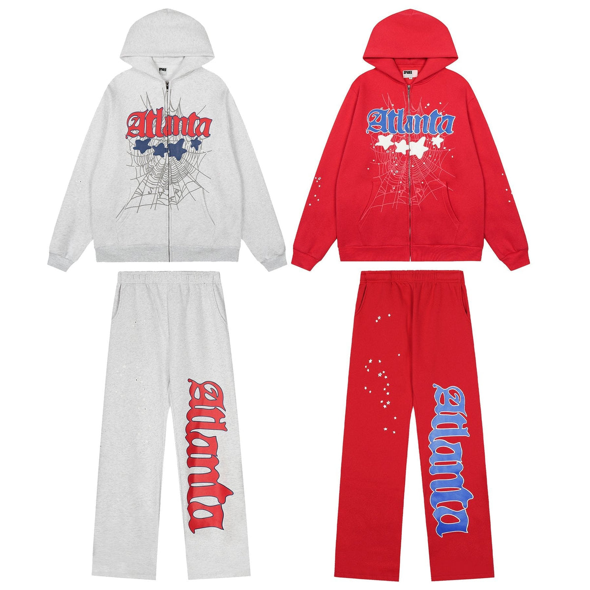 Sp5der Spiderweb Graphic Zip Hoodie & Sweatpants Matching Set