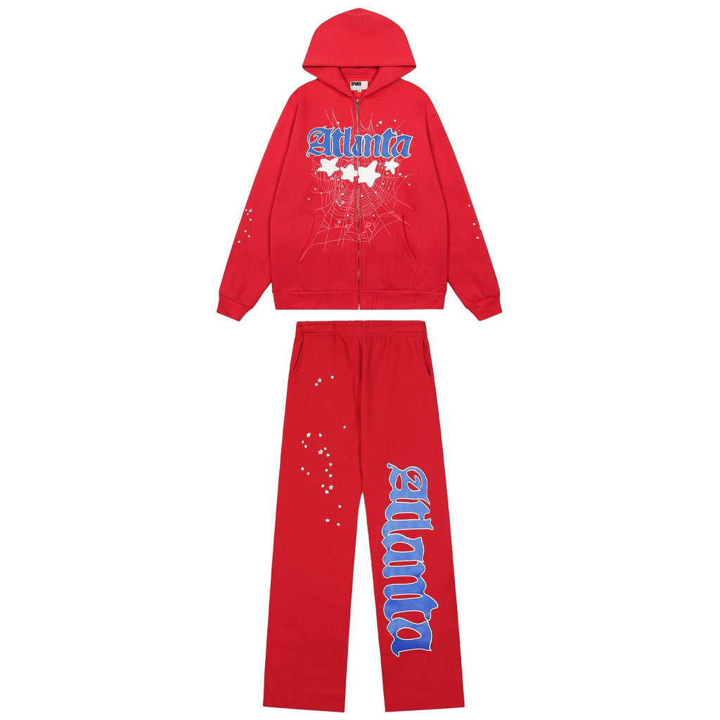 Sp5der Spiderweb Graphic Zip Hoodie & Sweatpants Matching Set