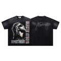 MAJESTIK Washed Black Graphic T-Shirt